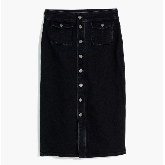 Madewell Denim Button-Front Midi Skirt - Picture 2 of 8